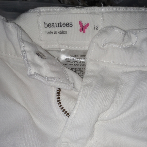Beautees Girls Distressed White Pants Size 12 - Picture 6 of 11